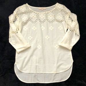 Loft XST White Crochet  Blouse‎